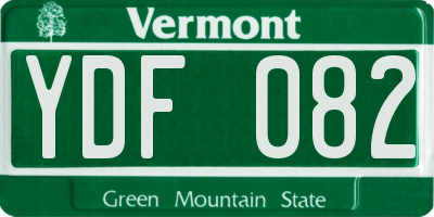VT license plate YDF082