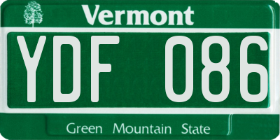VT license plate YDF086
