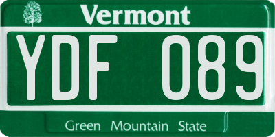VT license plate YDF089