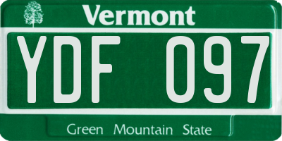 VT license plate YDF097