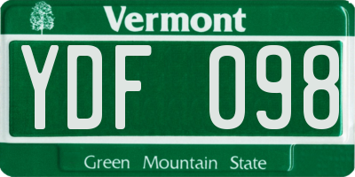 VT license plate YDF098