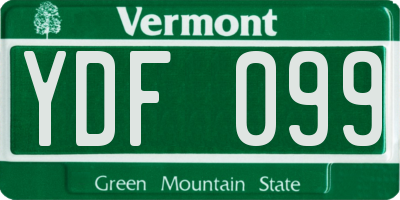 VT license plate YDF099