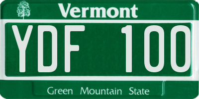 VT license plate YDF100