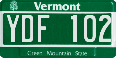 VT license plate YDF102