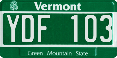 VT license plate YDF103