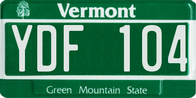 VT license plate YDF104