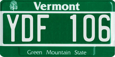 VT license plate YDF106