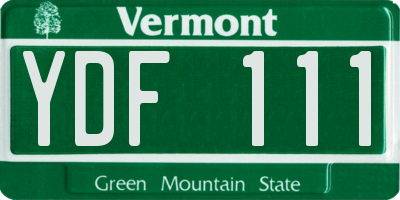 VT license plate YDF111