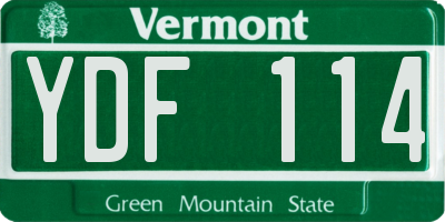 VT license plate YDF114