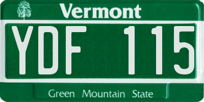 VT license plate YDF115