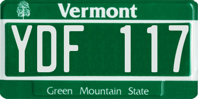 VT license plate YDF117