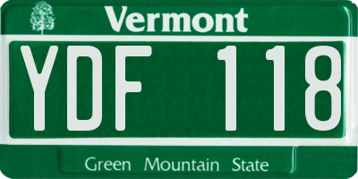 VT license plate YDF118