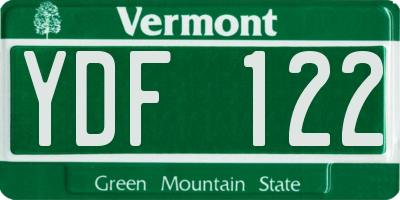 VT license plate YDF122