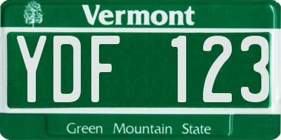 VT license plate YDF123