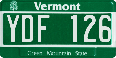 VT license plate YDF126