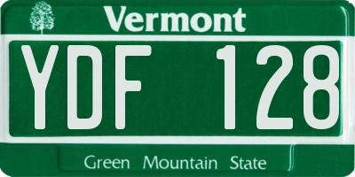 VT license plate YDF128
