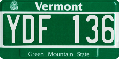 VT license plate YDF136