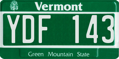 VT license plate YDF143