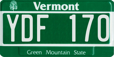 VT license plate YDF170