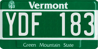 VT license plate YDF183