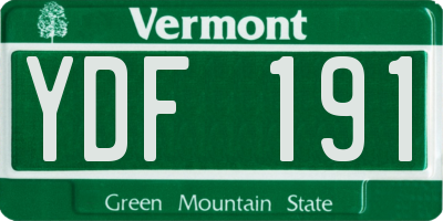 VT license plate YDF191