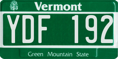 VT license plate YDF192