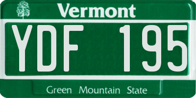 VT license plate YDF195