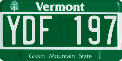 VT license plate YDF197