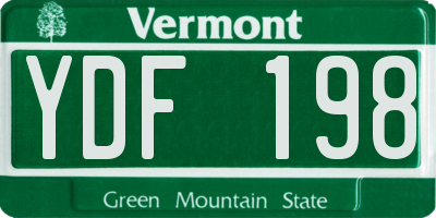 VT license plate YDF198