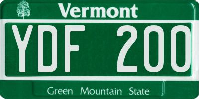 VT license plate YDF200