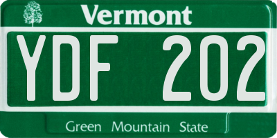 VT license plate YDF202
