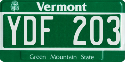 VT license plate YDF203