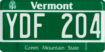VT license plate YDF204