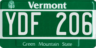 VT license plate YDF206