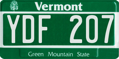 VT license plate YDF207