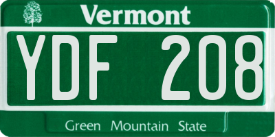VT license plate YDF208