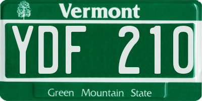 VT license plate YDF210