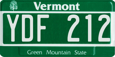 VT license plate YDF212