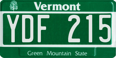 VT license plate YDF215