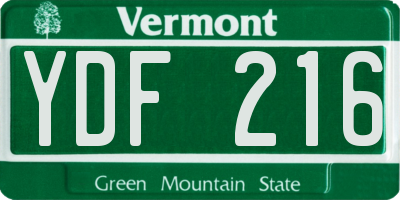 VT license plate YDF216