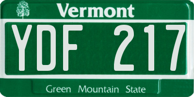 VT license plate YDF217