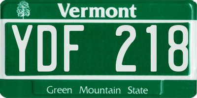 VT license plate YDF218