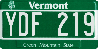 VT license plate YDF219