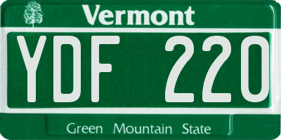 VT license plate YDF220