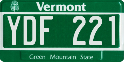 VT license plate YDF221