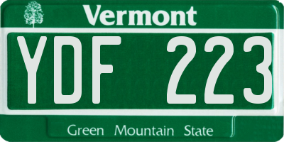 VT license plate YDF223