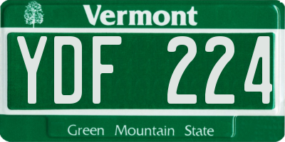 VT license plate YDF224