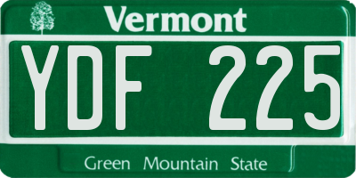 VT license plate YDF225