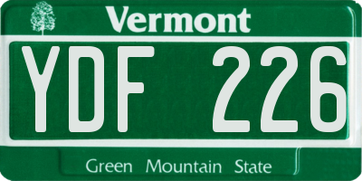 VT license plate YDF226