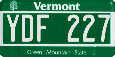 VT license plate YDF227